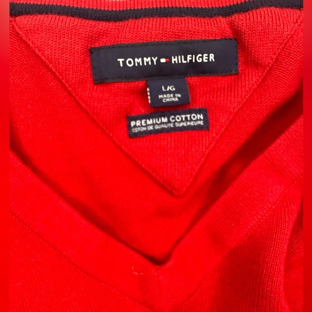 Classic red V-Neck preppy old money quiet luxury Sweater size L - Picture 7 of 9